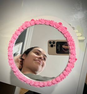 Selfie Cake Mirror Cake Topper Round Acrylic Mirror