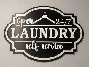 Self-Service Laundry Room Home Decor Double-Layer Acrylic over PVC Sign