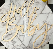 Load image into Gallery viewer, Hello Baby Backdrop Sign, Baby Shower, Party Sign, Gender Reveal