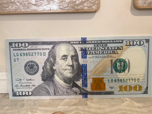 100 Bill Wall Art 32x13.5"