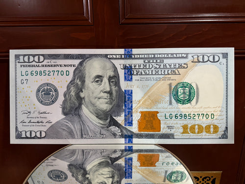100 Bill Wall Art 32x13.5
