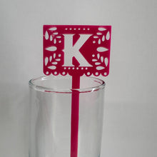 Load image into Gallery viewer, Personalized Papel Picado (Mexican Garland) Initial Flag Stirrer