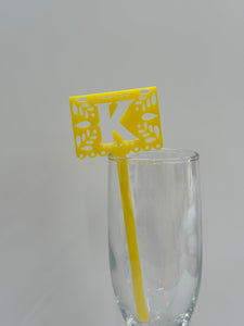 Personalized Papel Picado (Mexican Garland) Initial Flag Stirrer