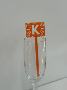 Personalized Papel Picado (Mexican Garland) Initial Flag Stirrer