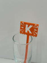 Load image into Gallery viewer, Personalized Papel Picado (Mexican Garland) Initial Flag Stirrer