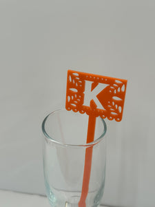 Personalized Papel Picado (Mexican Garland) Initial Flag Stirrer