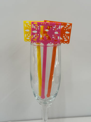 Personalized Papel Picado (Mexican Garland) Initial Flag Stirrer