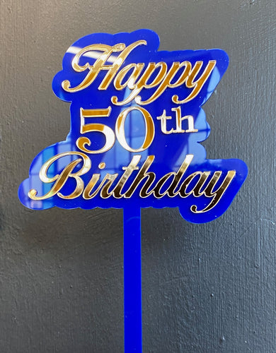 Happy 50th Birthday (Double-layer Cake Topper)