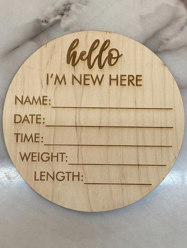 Hello I'm New Here || Announcement Plaque Sign || Wooden Nursery Decor