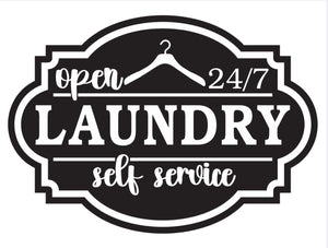 Self-Service Laundry Room Home Decor Double-Layer Acrylic over PVC Sign