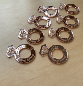 Ring Drink Charm || Bridal Showers || Engagement Parties || Wedding Party Favors || Engraved Acrylic