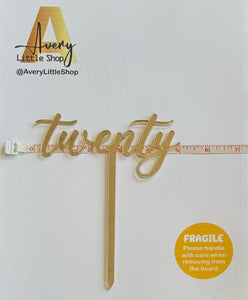 Twenty Acrylic Cake Topper