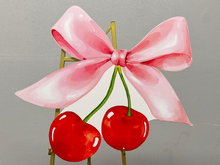 Load image into Gallery viewer, Cherries with Pink  Bow Vinyl on Foam