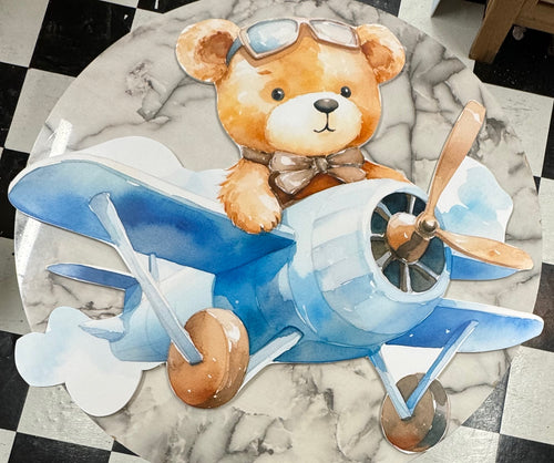 Aviator Teddy Bear on foam, with blue accents